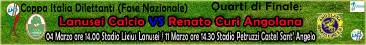Quarti di finale Coppa Italia Dilettanti:4 marzo ore 14.00 stadio  Lixius Lanusei -- 11 marzo ore 14.30 stadio Petruzzelli  Castel Sant'Angelo.