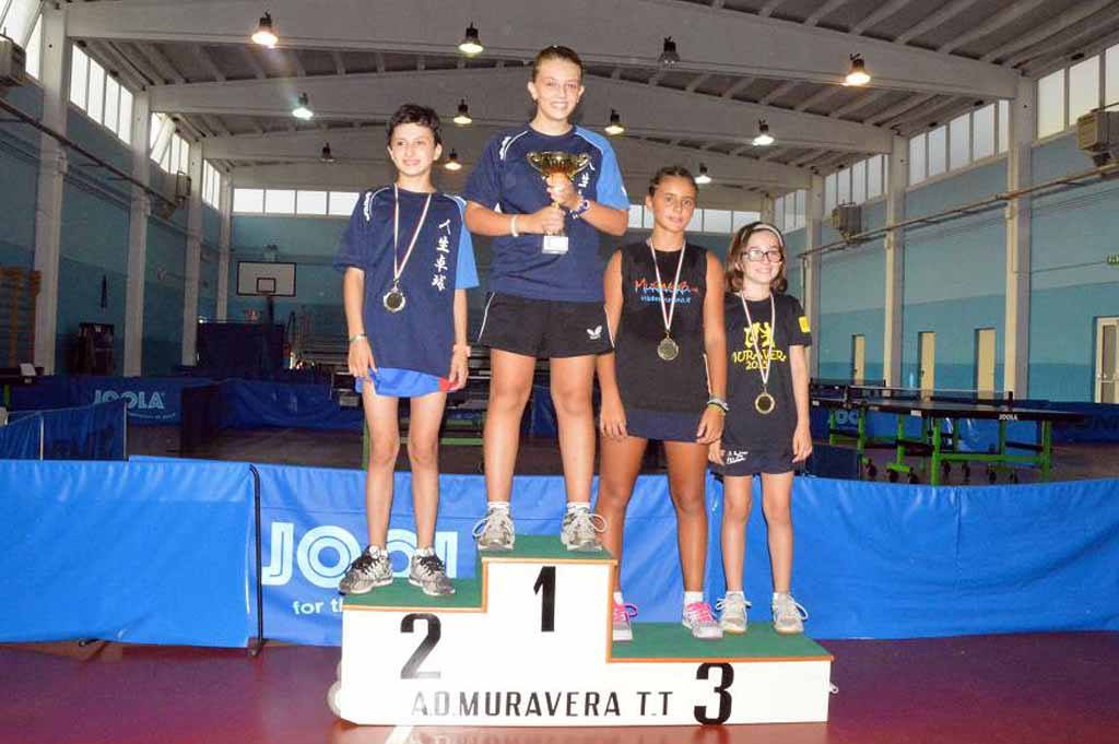 Il podio nel singolo femminile (Foto Luciano Saiu)