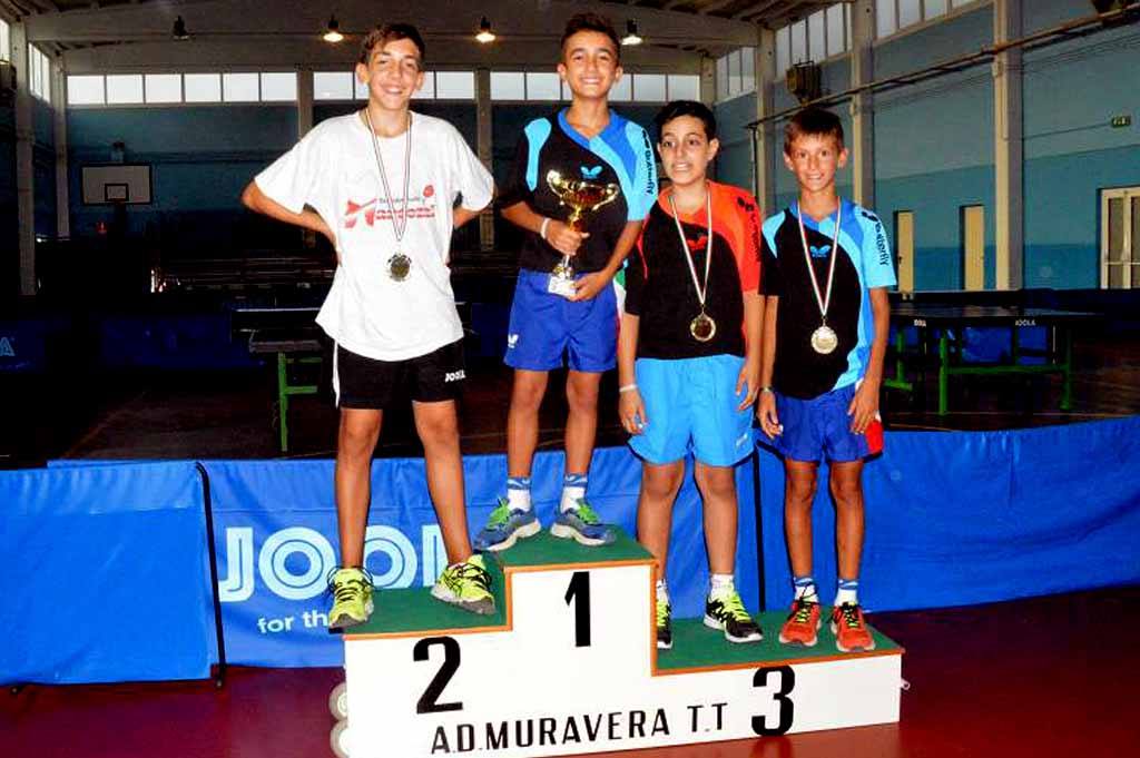 Il podio nel singolo maschile (Foto Luciano Saiu)