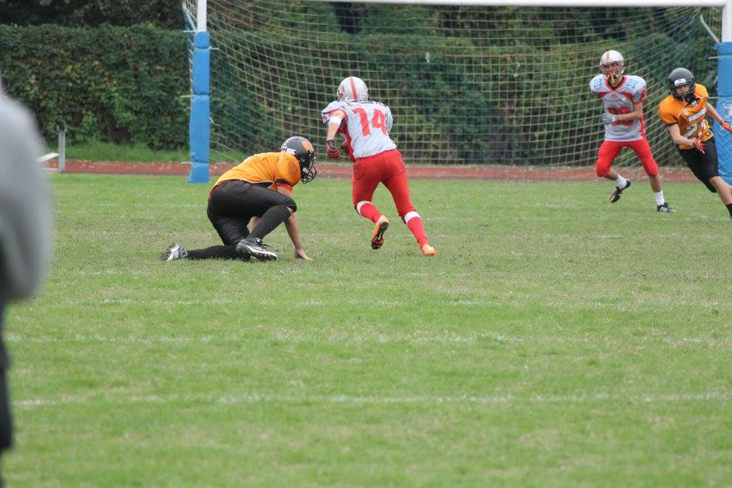 Domenico Bressanello verso il touchdown a Milano (Foto Anna Scolaro)