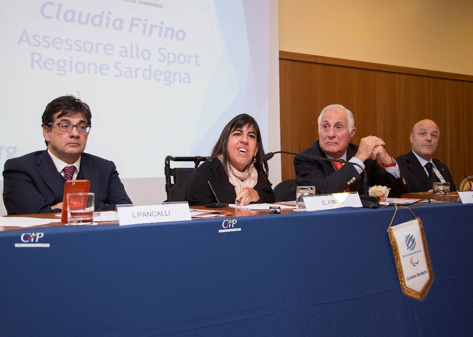 da sx Pancalli, Claudia Firino, Gianfranco Fara e Poddighe (Foto Elisabetta Messina)