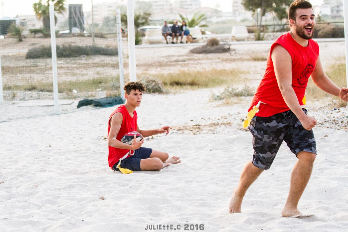 Spadaccino e Artu subito dopo il touchdown vincente propiziato da Sam (Foto Giulia Congia)